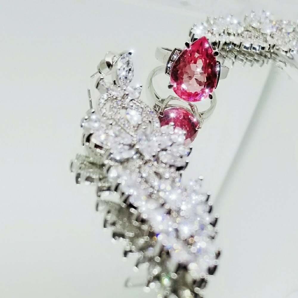 🎀8.5CT! PRETTY IN PINK SAPPHIRE/DIAMOND RING🎀7.5 - Picture 3 of 3